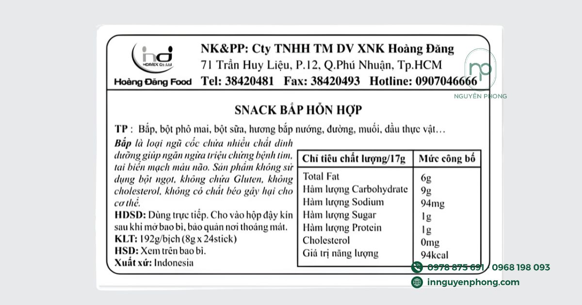 Mẫu tem phụ cho hàng hóa nhập khẩu